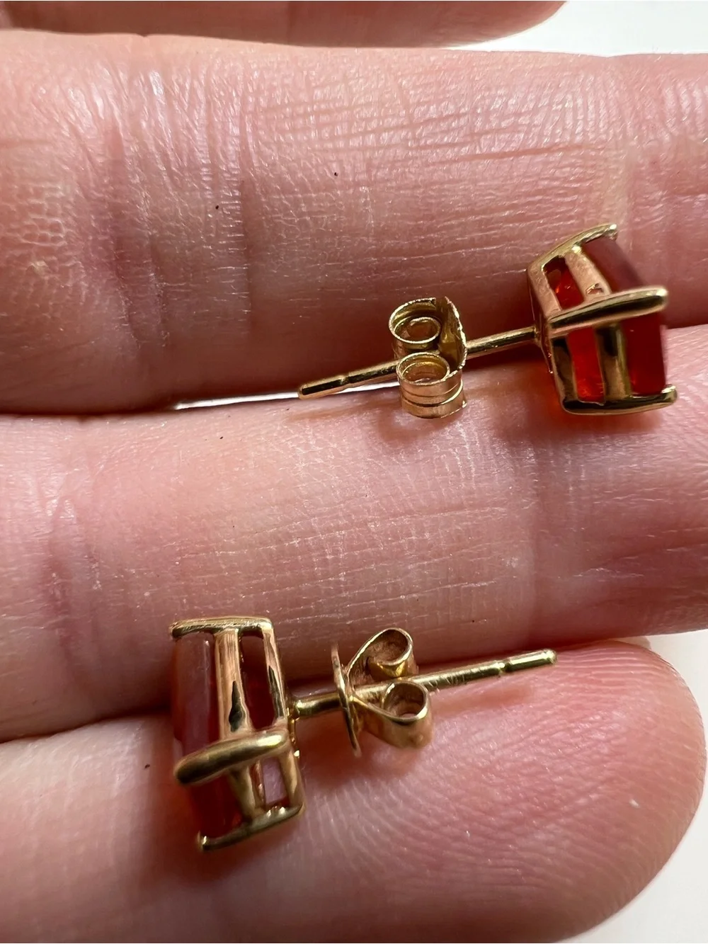 Vintage 14k Gold Orange Rectangular Stud Earrings